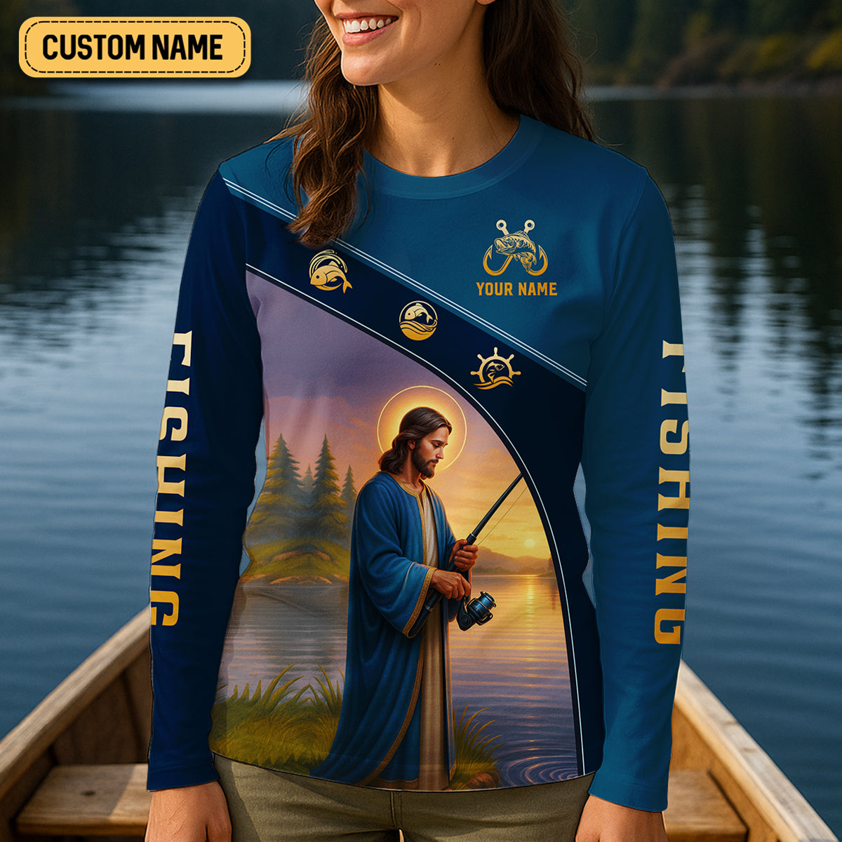 Jesus Said Go Fishing Funny Fishing Shirt, Christian Fishing Women SPF Shirt, Female Fishing Shirts