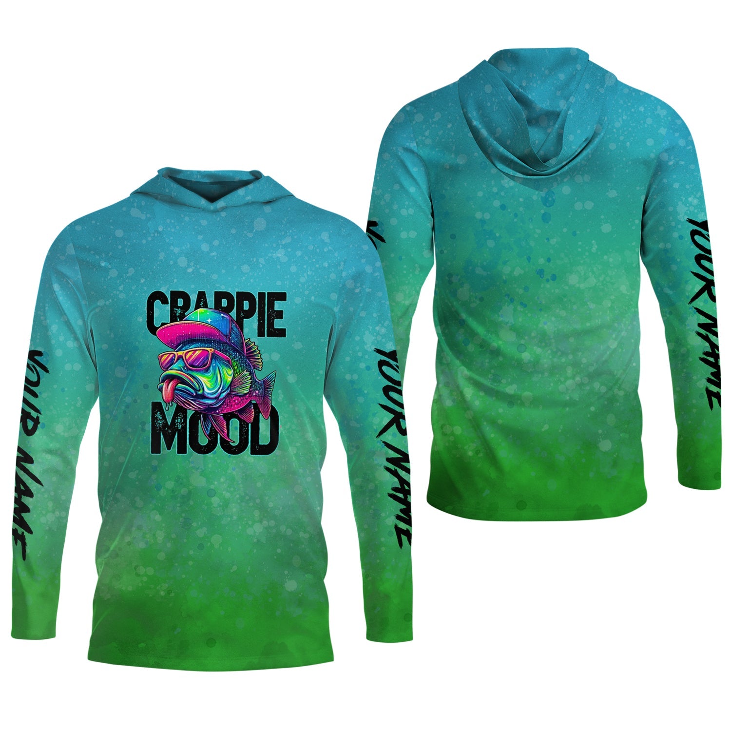 Crappie Mood Green Blue Neon Fishing UPF Shirts, Funny Fishing Shirt, Gift For Fisherman
