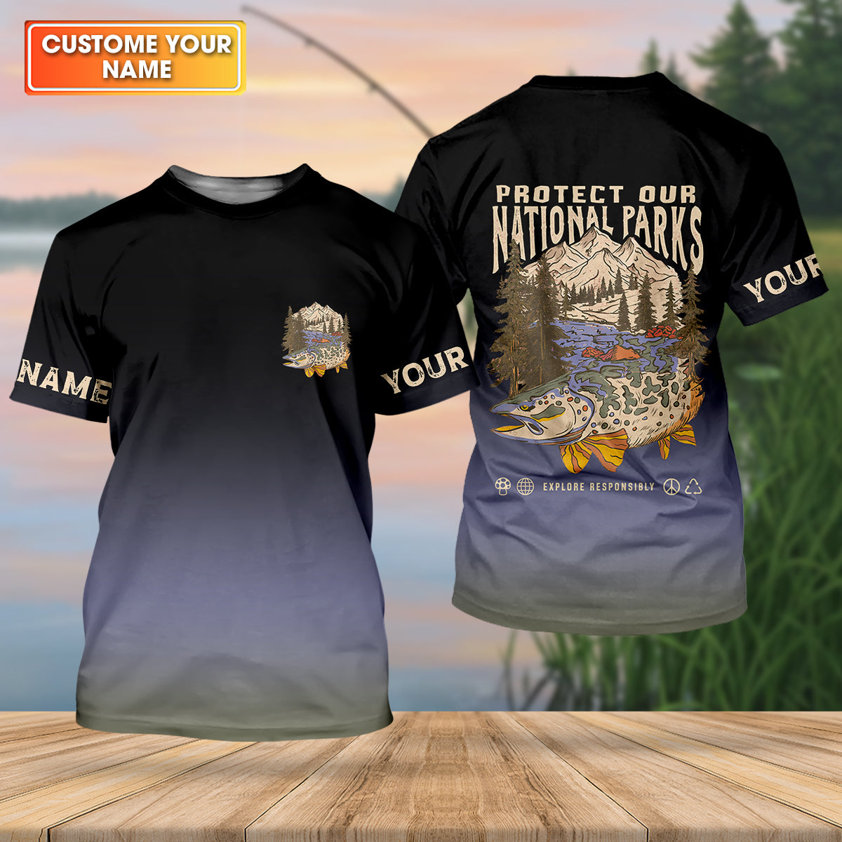 Protect Our National Parks Fishing UPF Shirts, Custom Fishing Shirt, Fishing Gift for Men, Men's Fishing Shirt