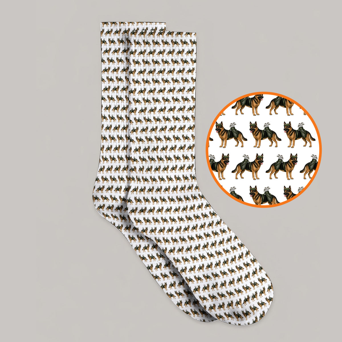 German Shepherd Golf Socks, Dog Lover Pattern Golf Sock, Funny Golfer Dog Gift
