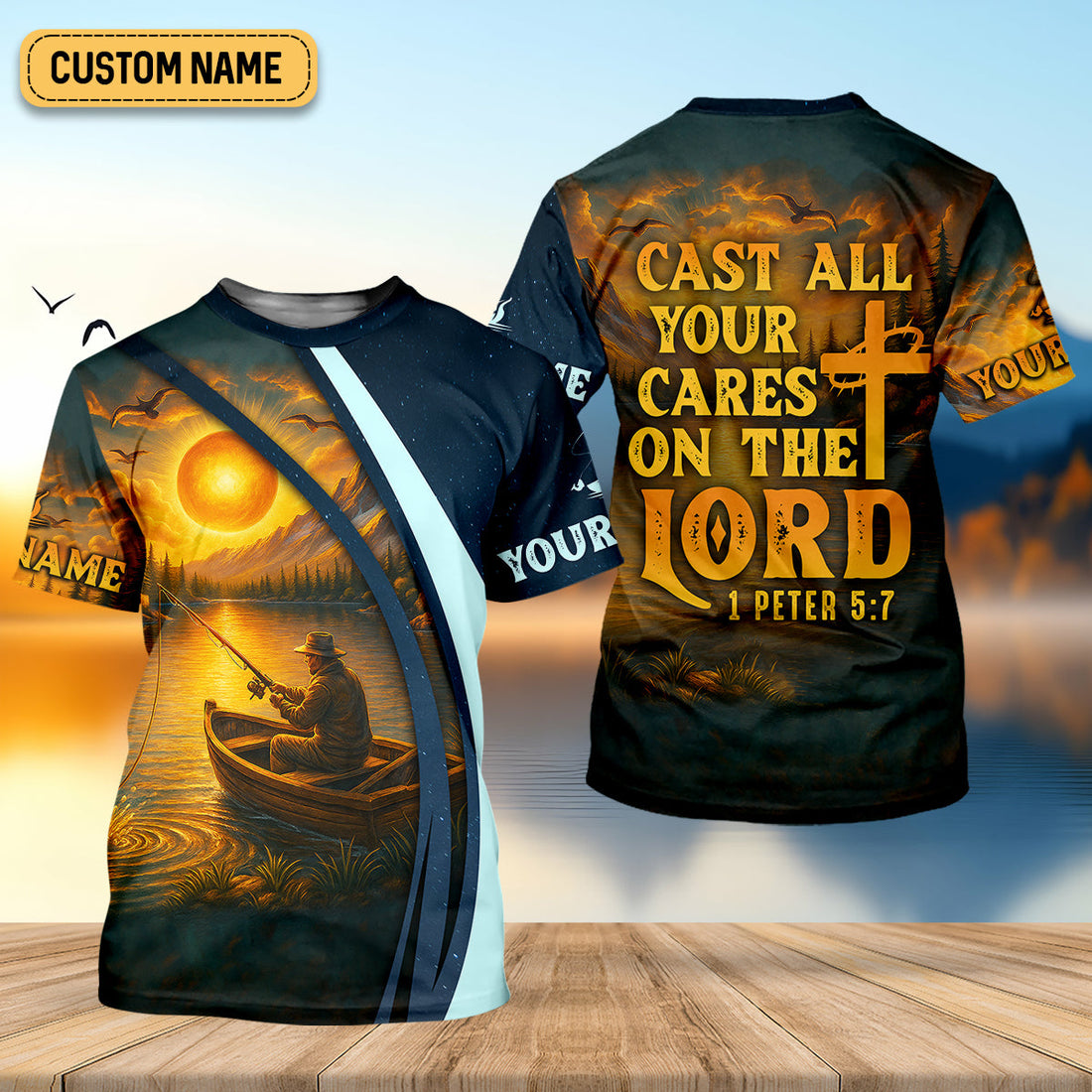 Cast All Your Cares On The Lord Christian Fishing SPF Shirt For Men, Fisherman Gift, Men's Fishing Shirt