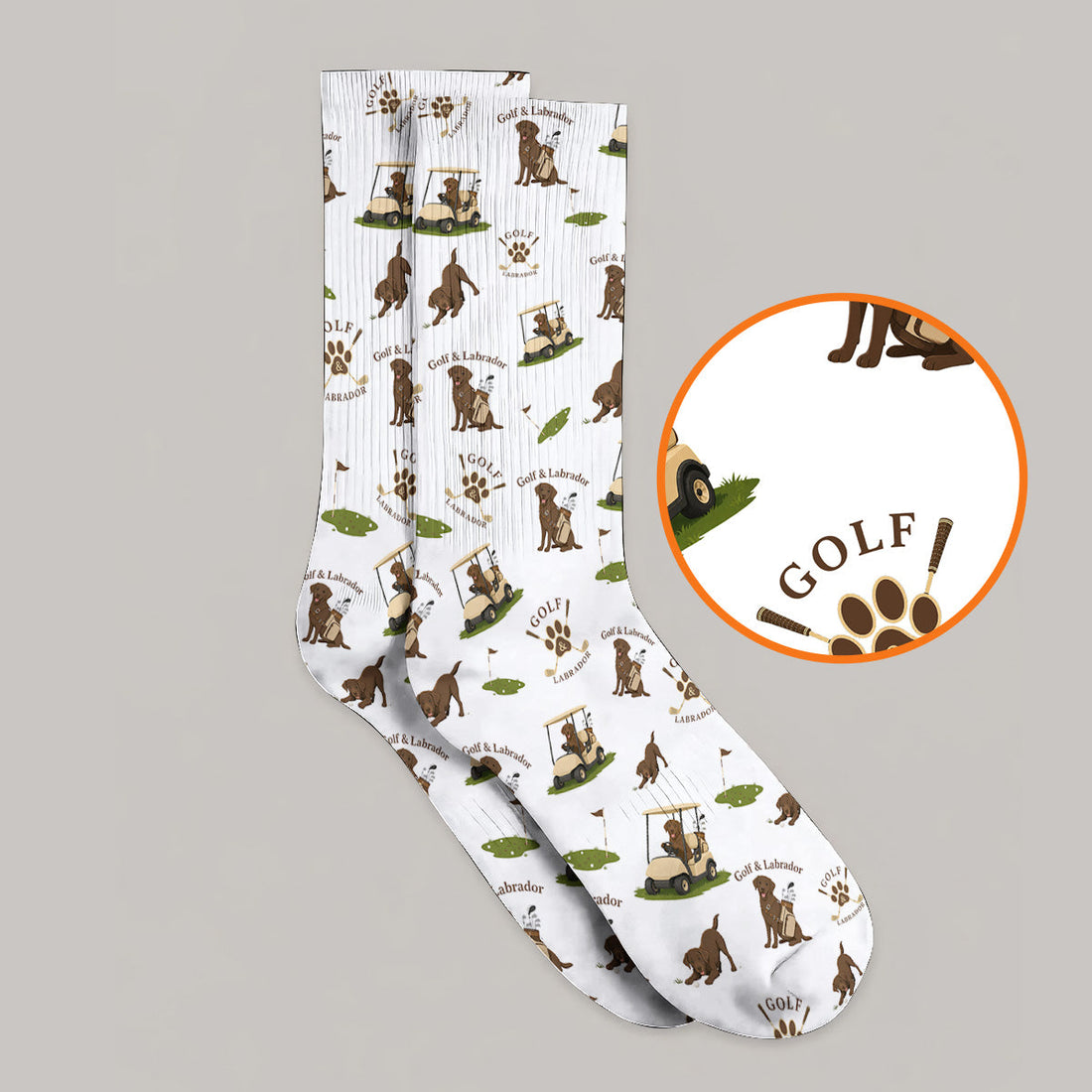 Labrador Pattern Golf Sock, Funny Dog Golf Crew Socks, Crazy Golf Gift For Golfer