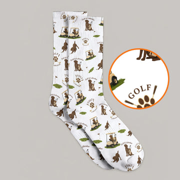 Labrador Pattern Golf Sock, Funny Dog Golf Crew Socks, Crazy Golf Gift For Golfer