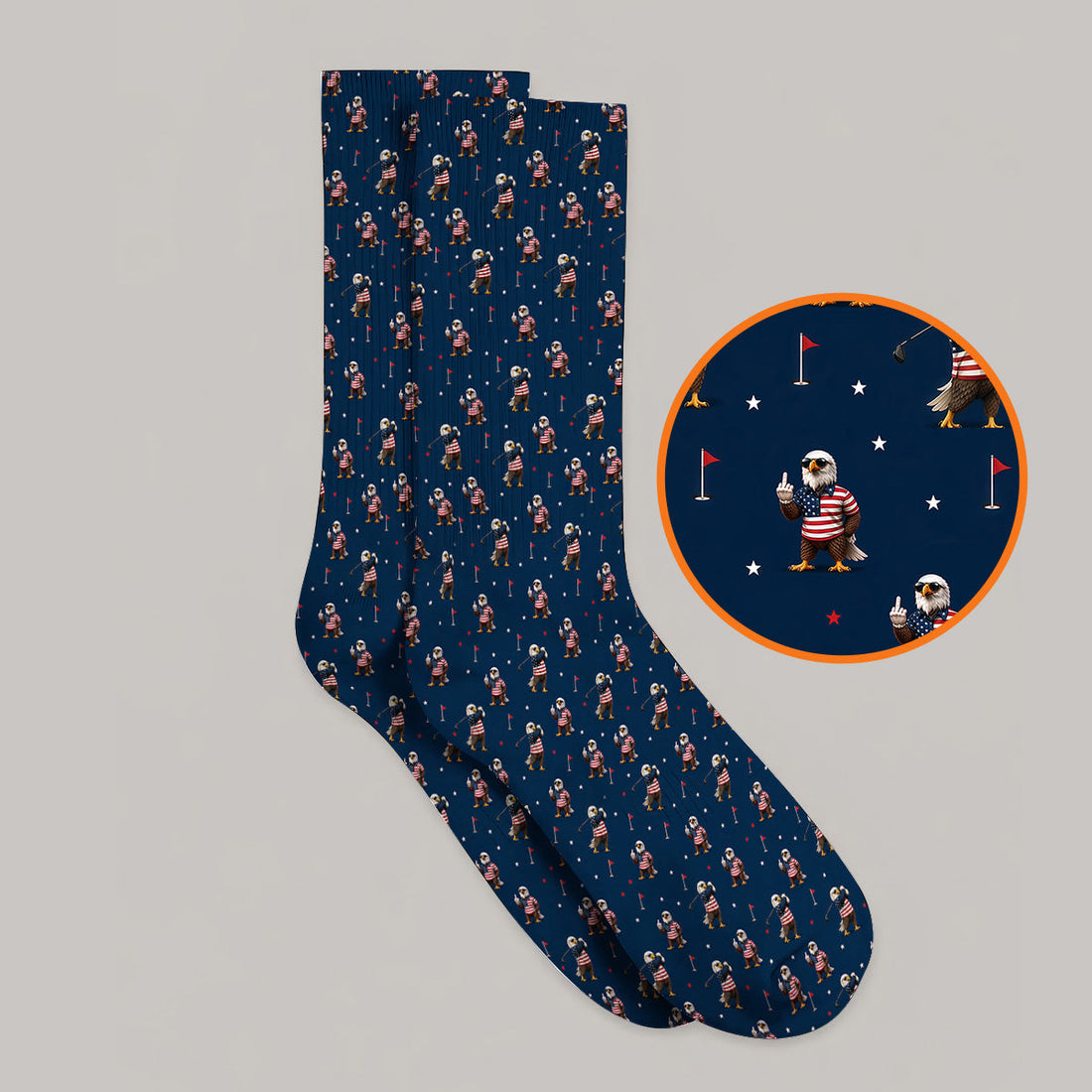 Patriotic Bald Eagle Golf Socks, American Flag Eagle Pattern Golf Sock, USA Golf Gift For Golfer