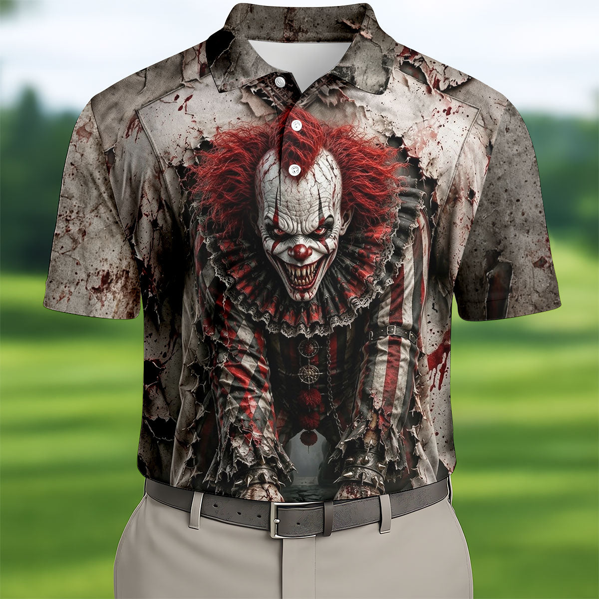 Halloween Horror Character Golf Shirt, Men's Golf Shirt, Hawaiian Golf Shirt For Men