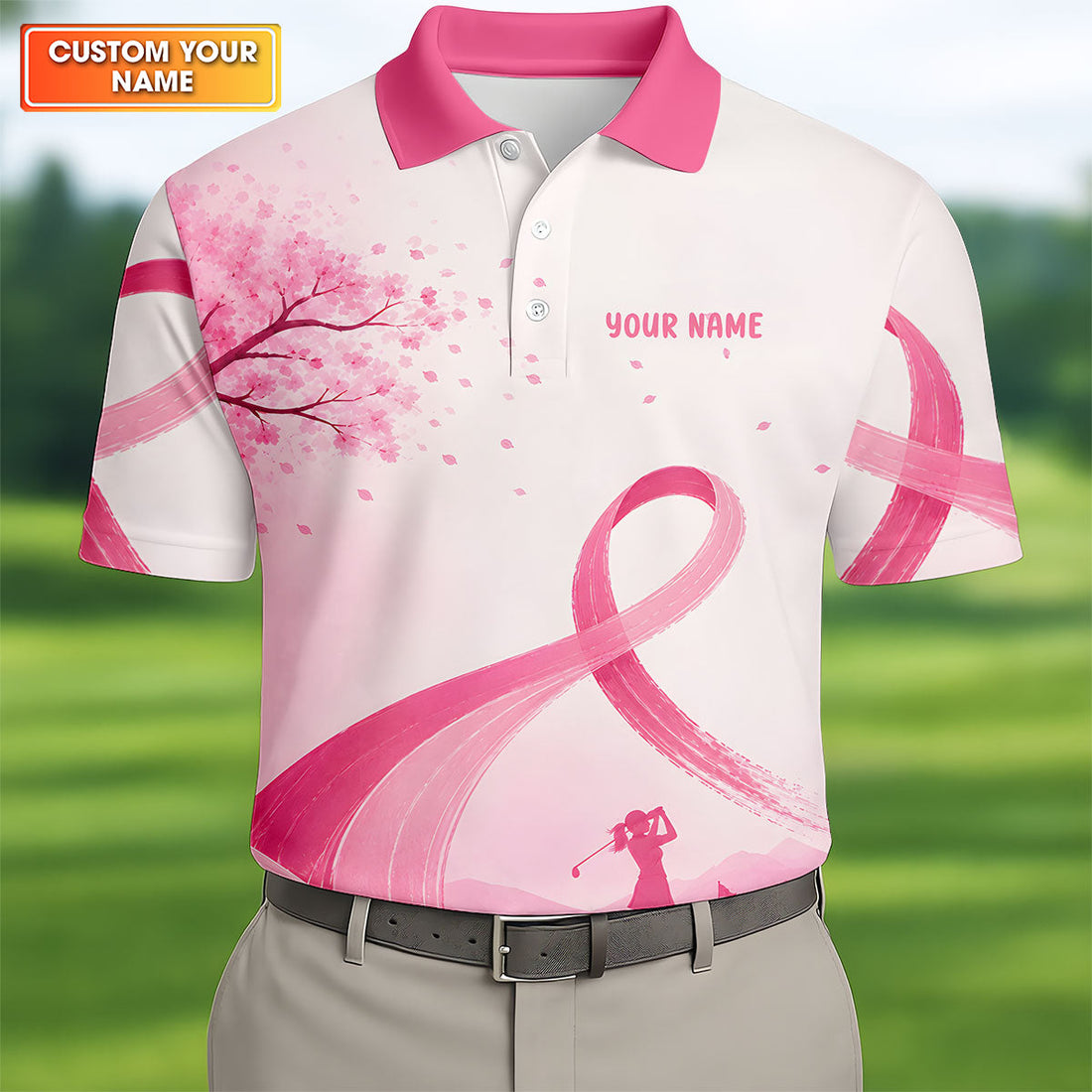 Custom Pink Spread Hope Find Cure Breast Cancer Golf Polo Shirt, Mens Golf Polo, Mens Polo Shirts