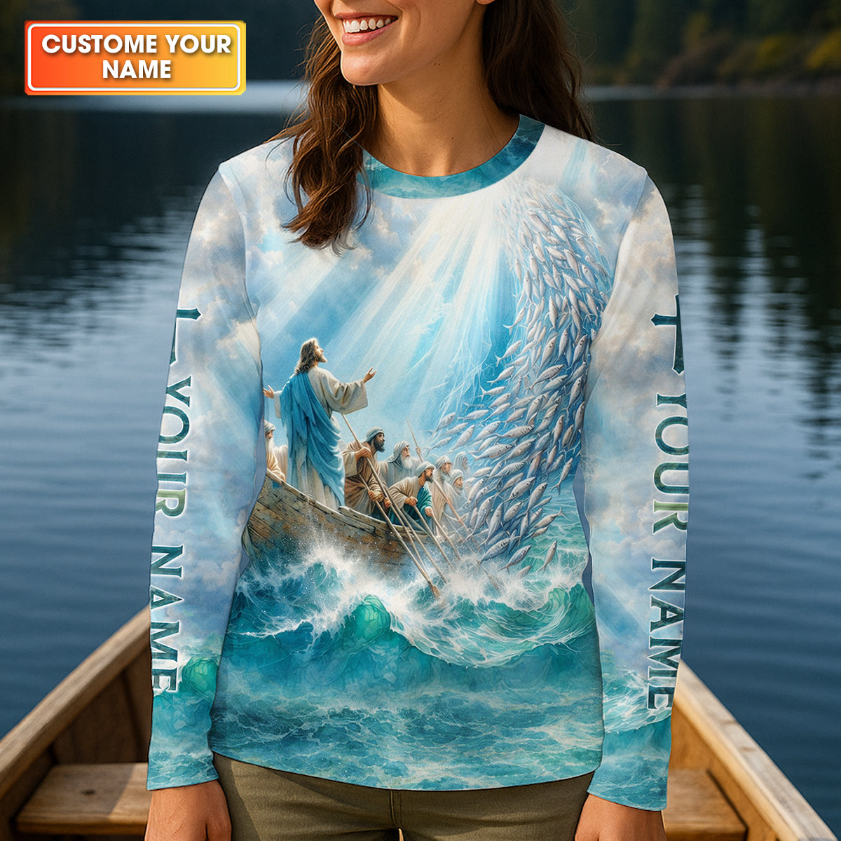 Jesus Said Go Fishing Christian Fishing UPF Shirts, Funny Fishing Shirt, Women Fishing Shirt