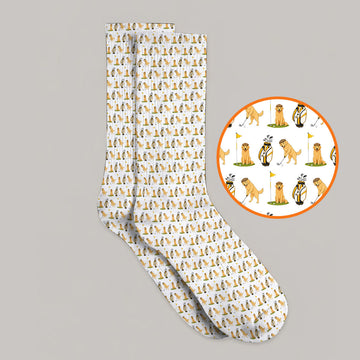 Golden Retriever Pattern Golf Sock, Funny Dog Golf Socks, Crazy Golf Gift For Golfer