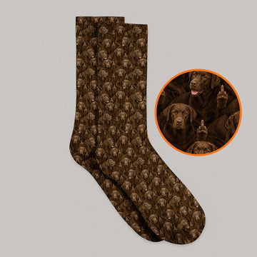 Funny Labrador Golf Crew Socks, Lab Dog Pattern Golf Sock, Crazy Golf Gift For Golfer
