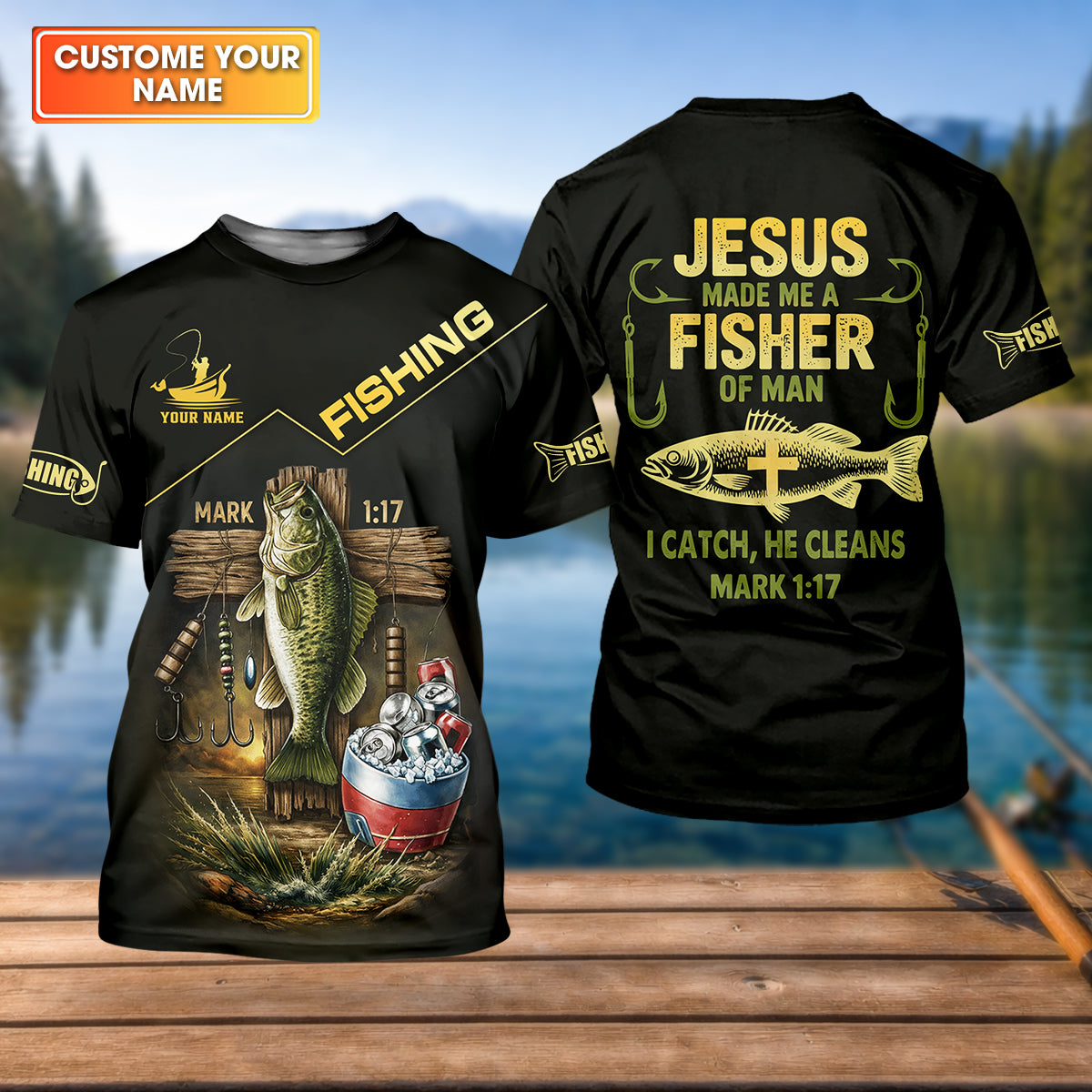 Jesus Made Me A Fisher Of Man Fishing UPF Shirts, Jesus Fishing Shirt, Funny Fishing Shirt