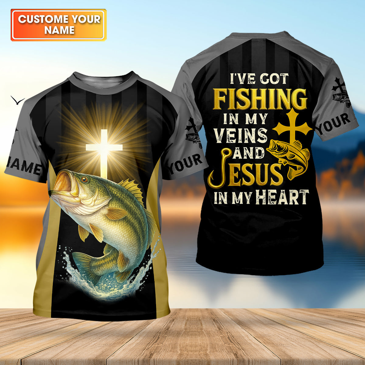 I’ve Got Fishing In My Veins And Jesus In My Heart, Bass Fishing Shirts, SPF Long Sleeve Shirts, Fishing Shirts For Men
