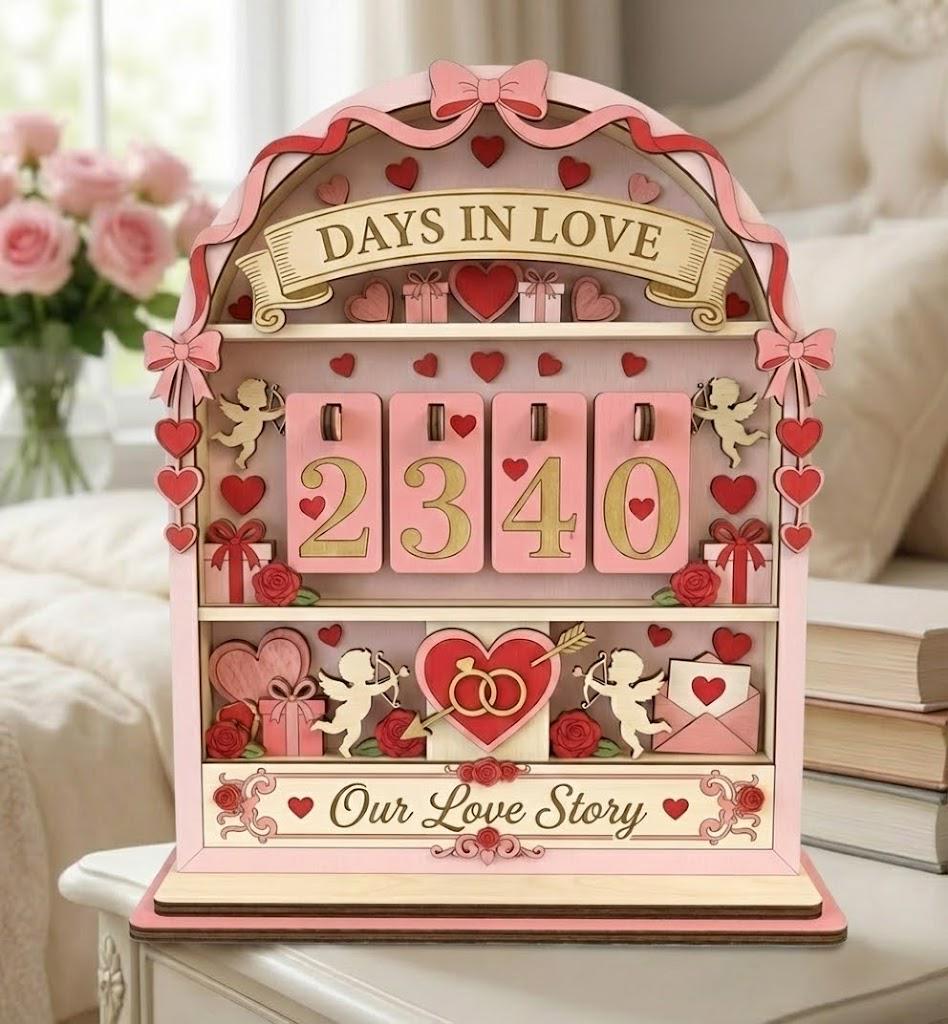 Personalized Days in Love Tracker, Custom Anniversary Counter Sign, Romantic Couple Decor, Valentine’s Day Gift