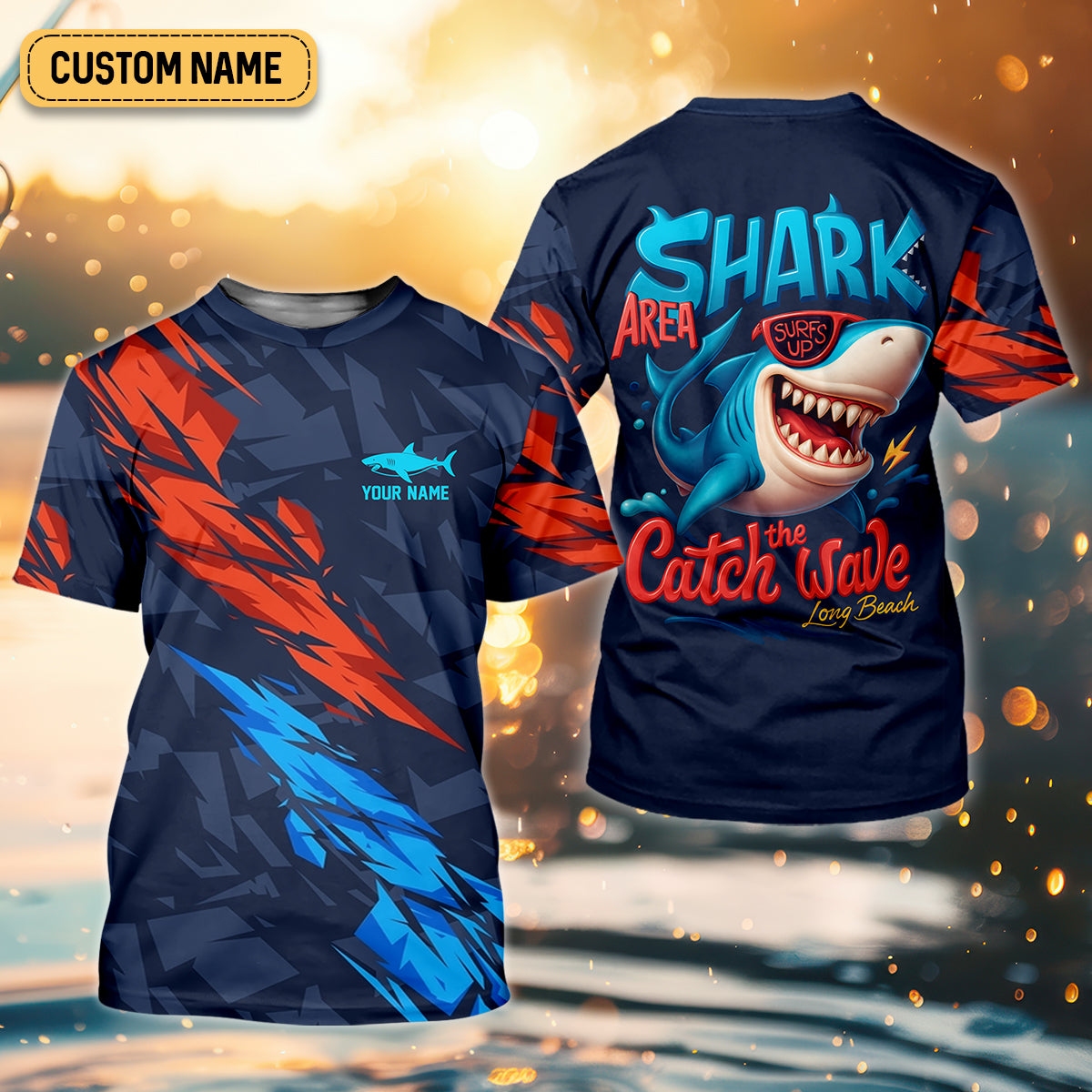 Shark Fishing Shirt, Shark Area Surf's Up The Catch Wave, SPF Shirt For Men, Gift For Fisherman