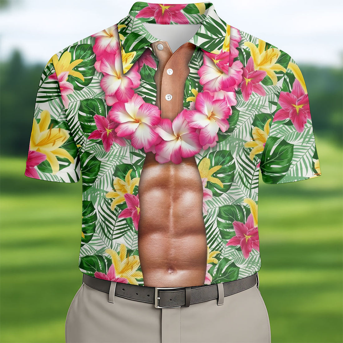 Muscle Costume Hawaiian Golf Shirt, Men's Funny Golf Shirts, Polo Shirts For Men