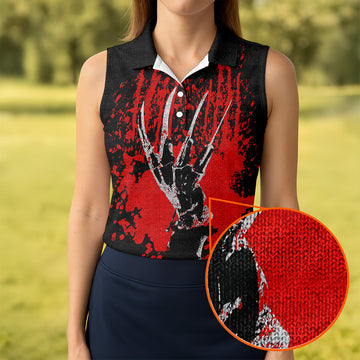 Horror Hand Women's Golf Tops, Horror Movie Golf Polos, Halloween Golf Shirt, Gift For Golfer