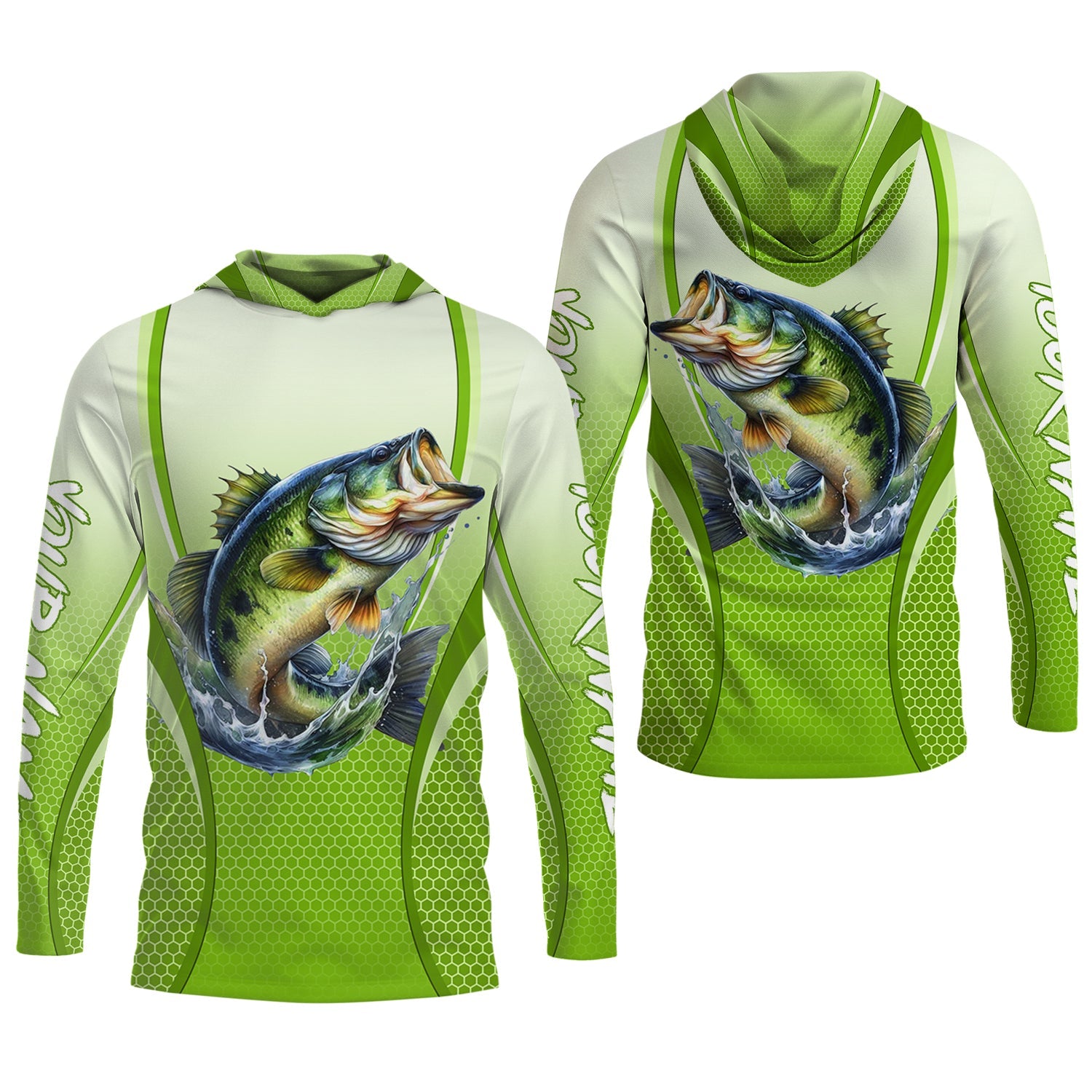 Largemouth Bass Fishing, Hooded UPF Shirt, Long Sleeve Fishing Shirts, Best Fishing Gifts