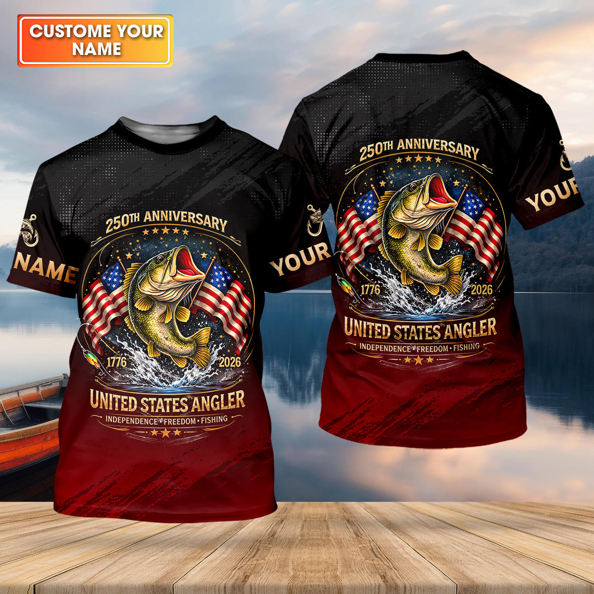 250th Anniversary Independence Freedom Fishing Patriotic Fishing Shirt, Fishing UPF Shirts, Fishing Shirts For Men