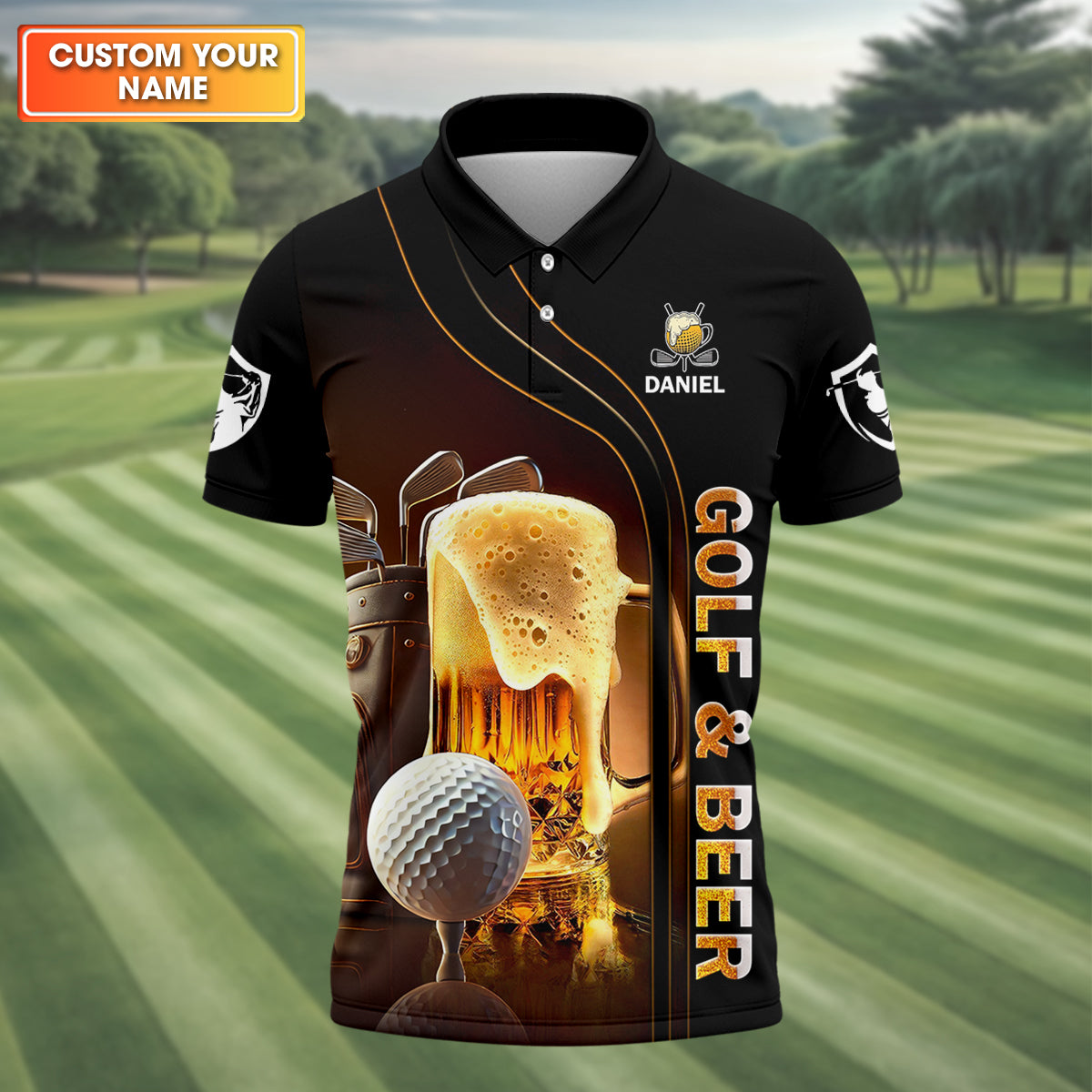 Golf And Beer Custom Men's Golf T-Shirt, Funny Golf Shirt, Gift For Golfers