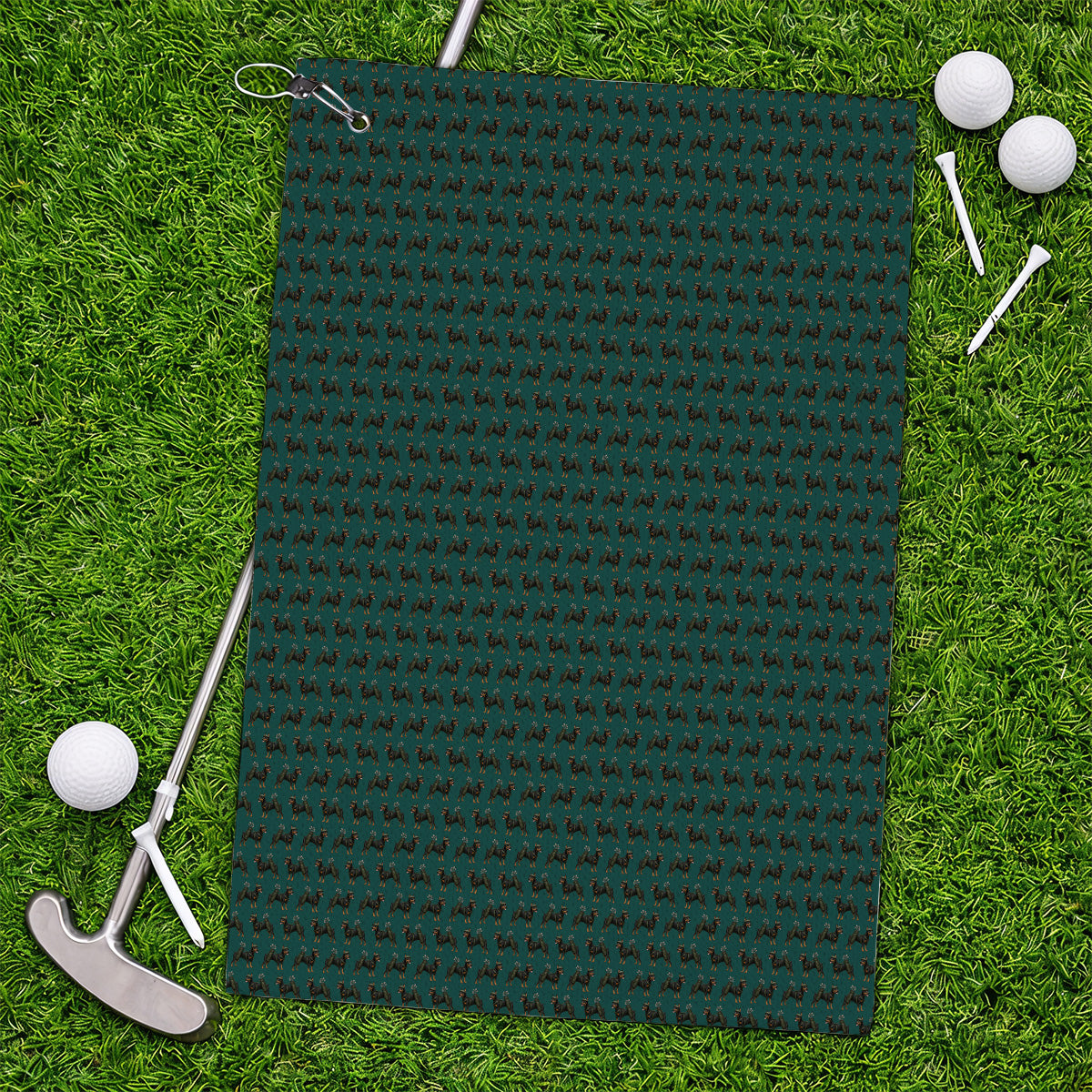 Doberman Golf Towels, Crazy Doberman Pattern Golf Towel, Dog Lover Golf Gift