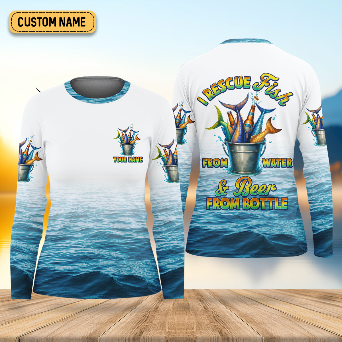 I Rescue Fish From Water And Beer From Bottle Fishing UPF Shirts, Fishing Shirt For Women, Female Fishing Shirts