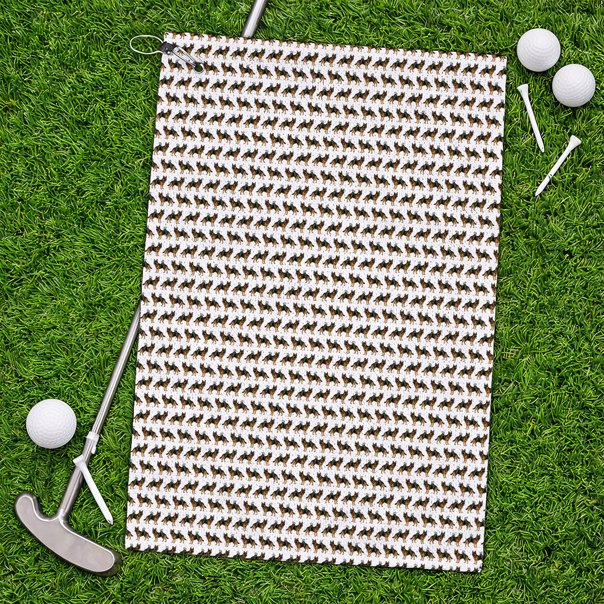 German Shepherd Golf Towel, Dog Lover Pattern Golf Towel, Funny Golfer Dog Gift