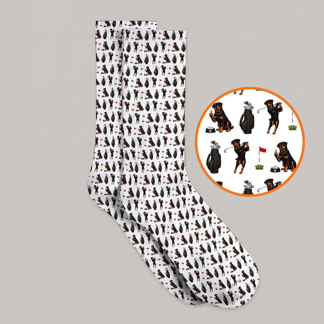 Funny Rottweiler Golf Socks, Rottweiler Pattern Golf Sock, Dog Dad Golf Shirt