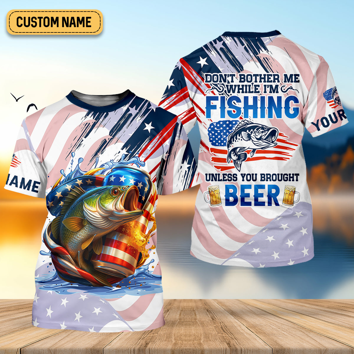 Don't Bother Me While I'm Fishing Beer Patriotic Fishing Shirt, SPF Shirt For Men, Funny Fishing Shirt