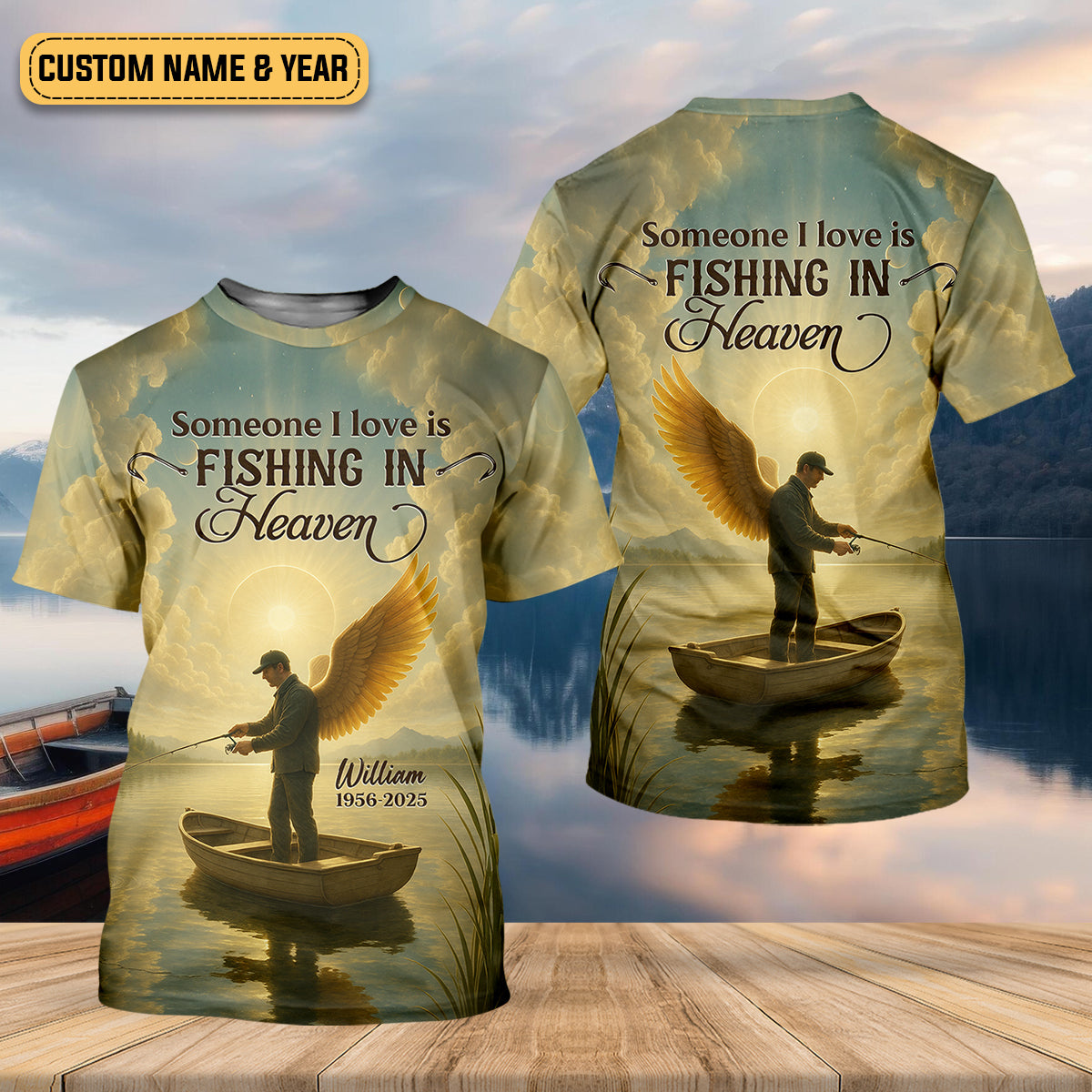 Fishing In Heaven Fishing UPF Shirts, Fishing Memorial Presents For Fishermen, Fishing Shirts For Men