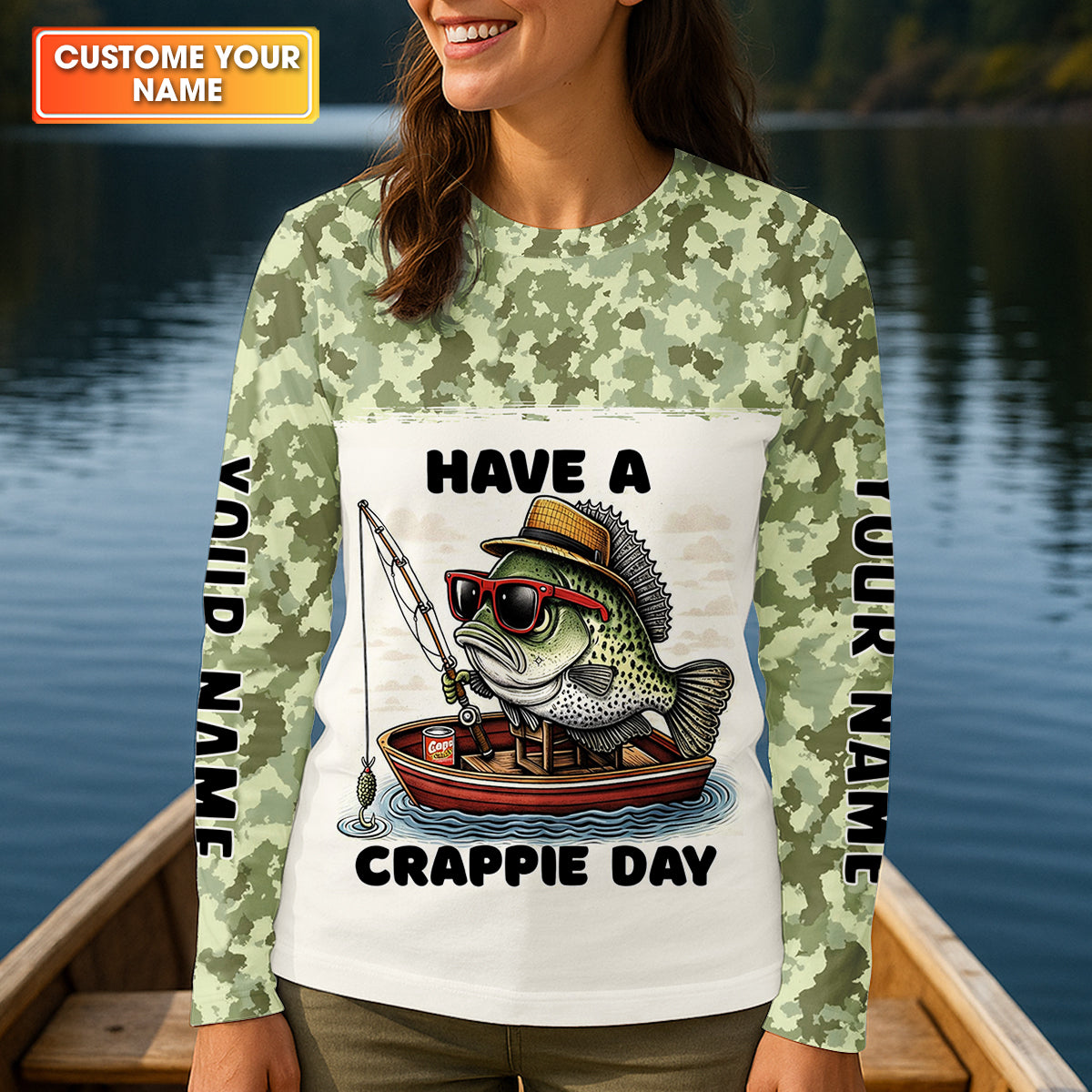 Have A Crappie Day Camo Fishing Shirt, Female Fishing Shirts, Fishing Shirt For Women