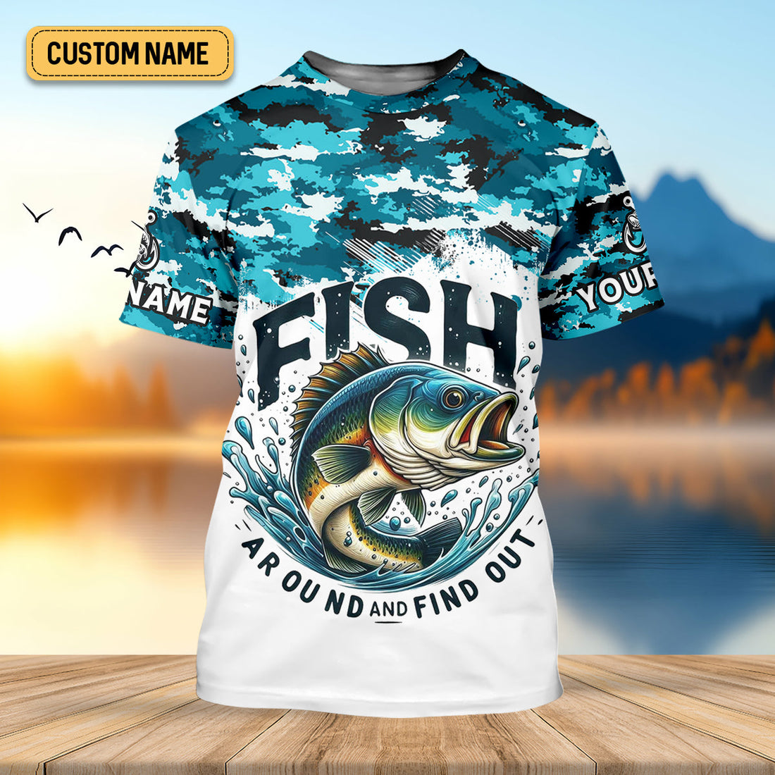 Mens Fish Around And Find Out T Shirt, Funny Fishing Shirt, Mens SPF Shirt, Fishing Gifts For Men, Bass Fishing