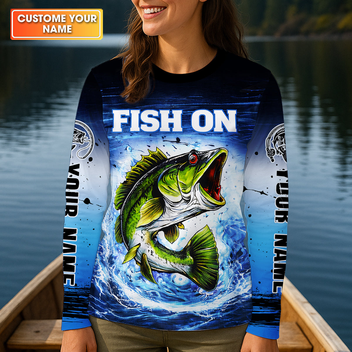 Fish On Fishing Is My Therapy, Personalized Fishing Shirt For Women, Long Sleeve Fishing Shirt, Gift For Her