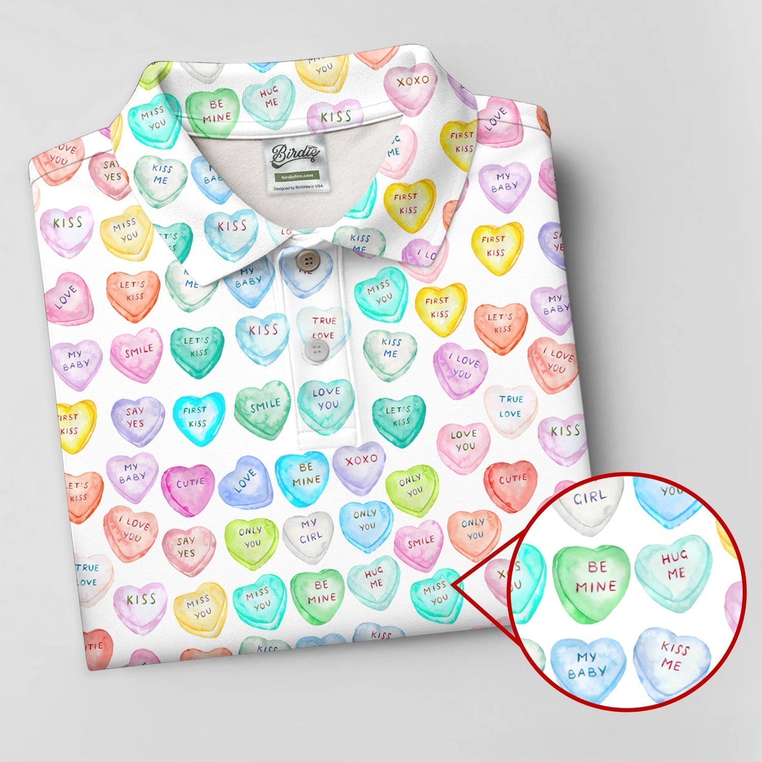 Sweet Words Watercolor Heart Women Golf Top, Valentines Golf Gift, Ladies Golf Polos