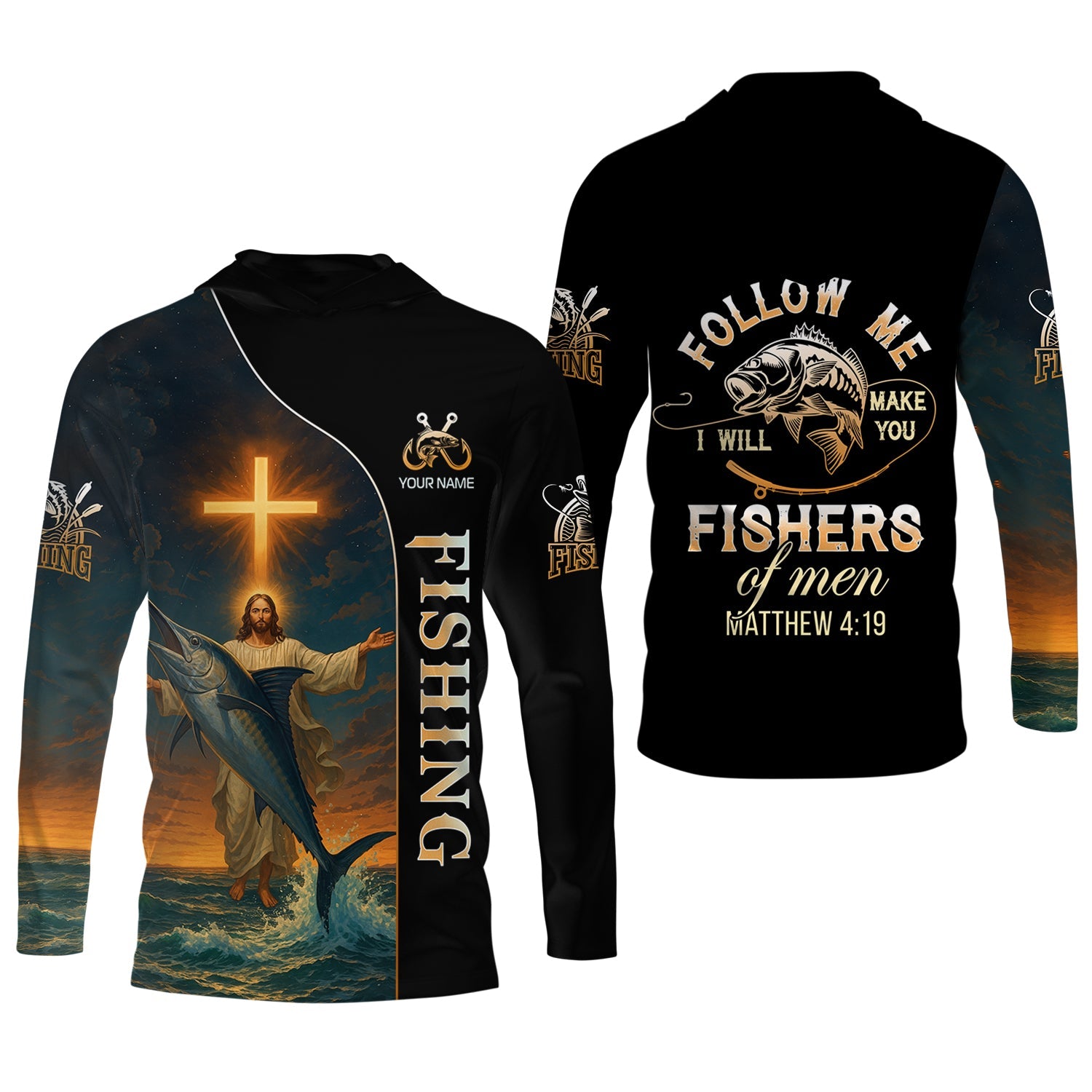 Followe Me And I Will Make You Fishers Of Men, Jesus Fishing Shirt, SPF Shirt For Men, Gift For Fisherman