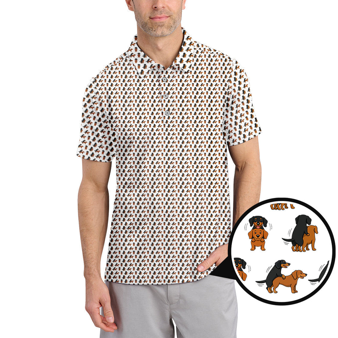 Funny Golf Pattern Shirt, Dachshund Golf Shirt For Golfer, Crazy Golf Shirt For Men
