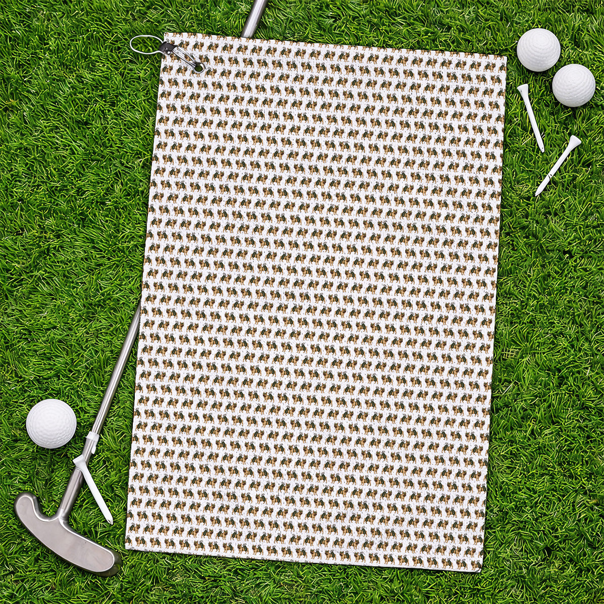 French Bulldog Pattern Golf Towel, Funny Frenchie Dog Towels, Golf Gift For Golfer
