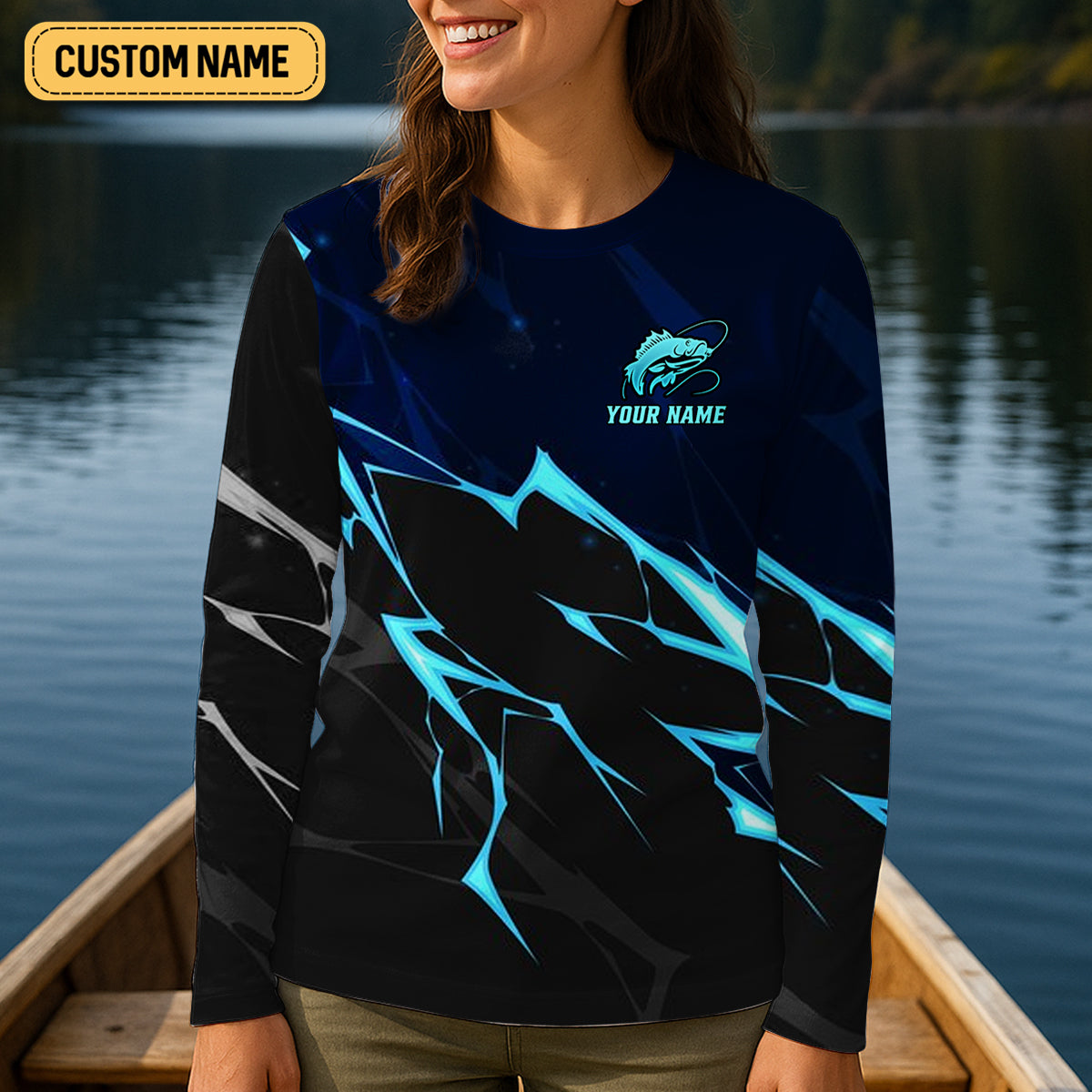 Happiness Is A Big Fish And A Witness Fishing UPF Shirts, Fishing Shirt For Women, Funny Fishing Shirt
