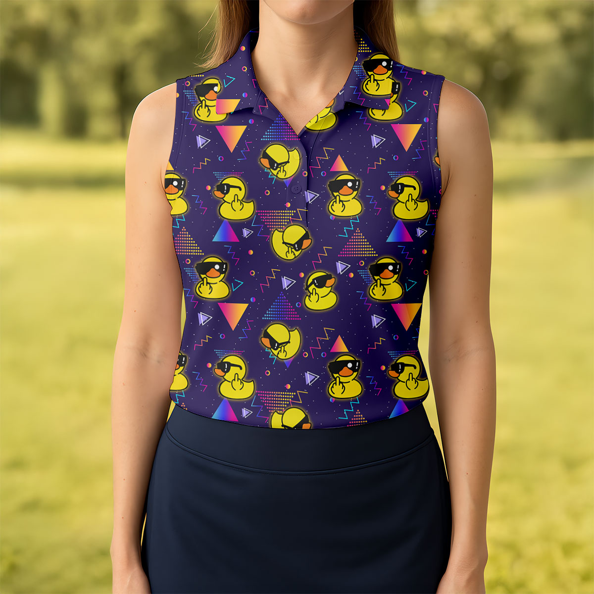 Funny Yellow Duck Sunglasses Golf Shirt, Women's Golf Shirt, Golf Polo For Women, Cute Golf Outfit