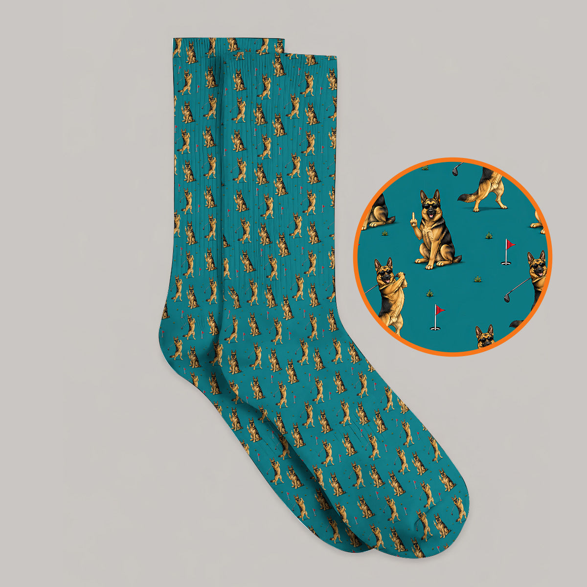 Funny German Shepherd Golf Socks, Dog Lover Pattern Golf Sock, Golf Gift For Golfer