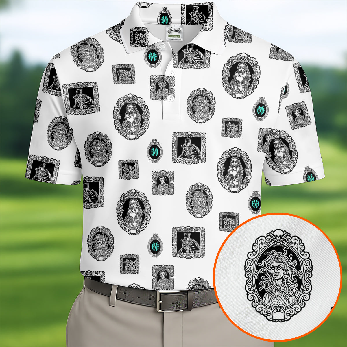 Gothic Portrait Halloween Horror Character Polo Shirt, Golf Shirt, Golf Shirts For Men