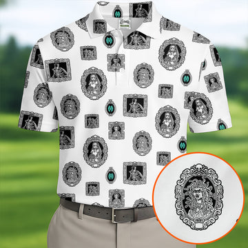Gothic Portrait Halloween Horror Character Polo Shirt, Golf Shirt, Golf Shirts For Men