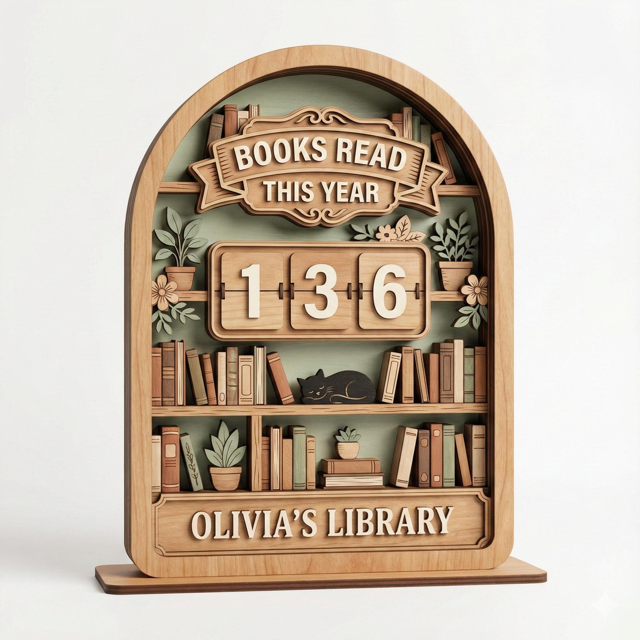 Personalized Wooden Book Tracker Sign, Books Read This Year Reading Counter, Custom Library Decor Gift for Book Lovers