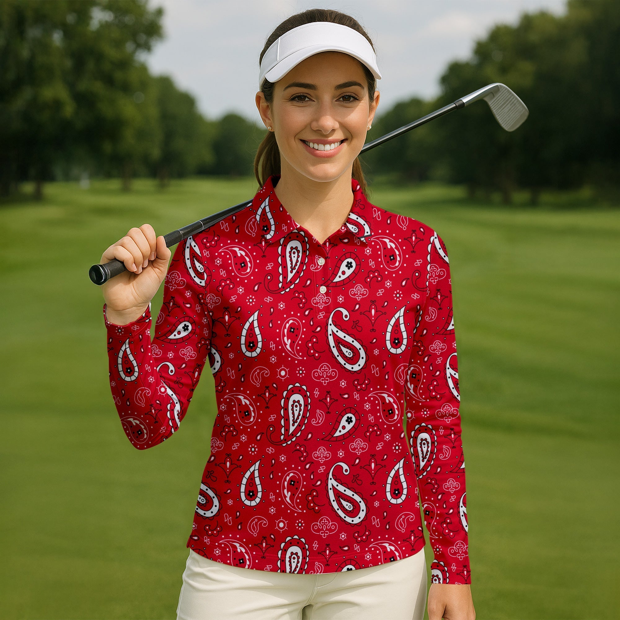Paisley Bandana Womens Golf Polo ShirtCustom Ladies Golf Shirt