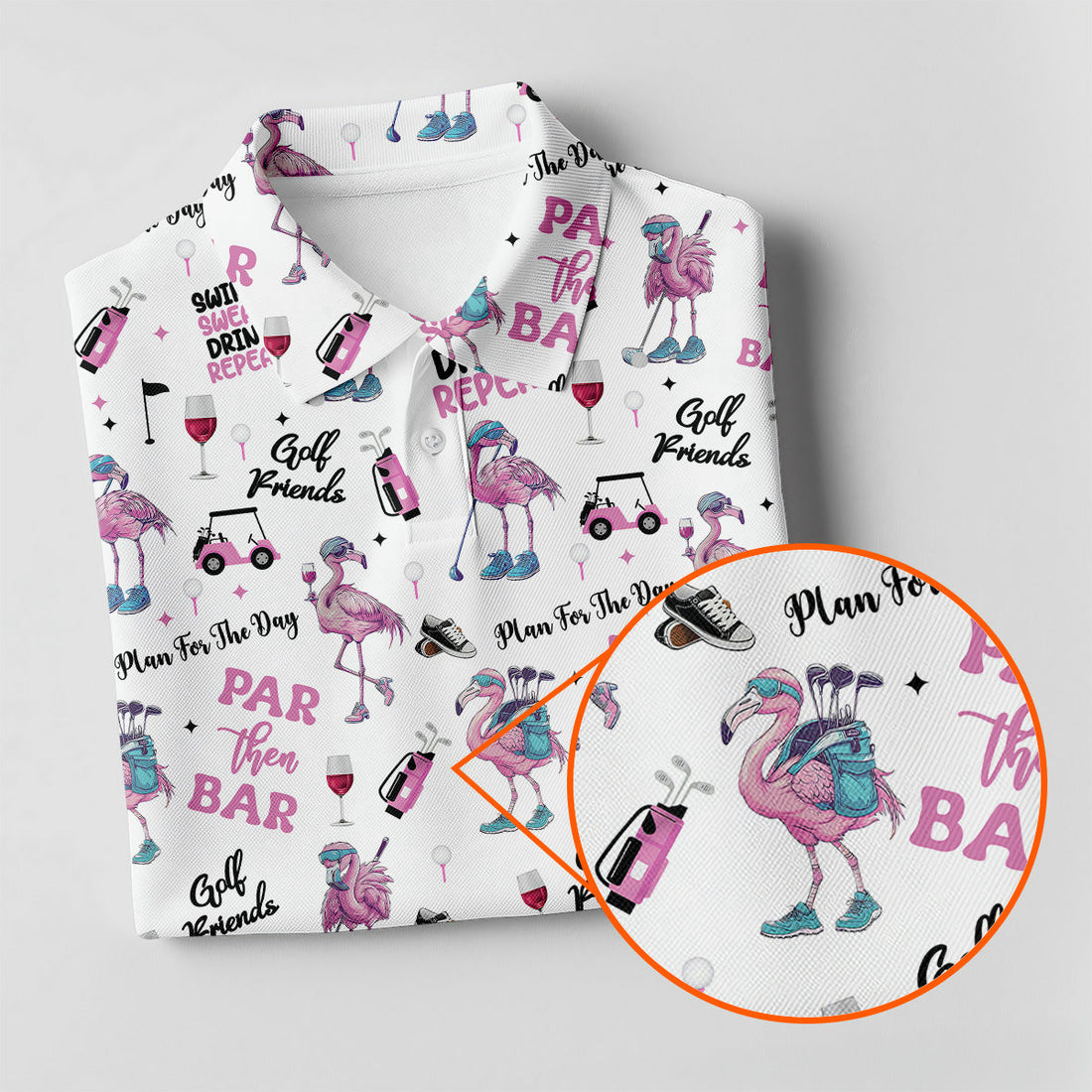 Par Then Bar Flamingo Funny Men Polo ShirtFun Golf Polos For Men, Golf Shirts, Dad Golf Gift