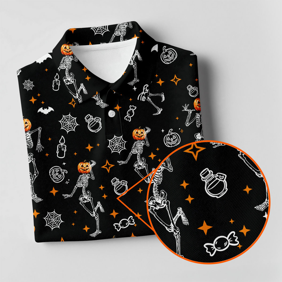 Skeleton Black Golf Shirt, Halloween Golf Shirt, Fun Golf Polos, Sleeveless Womens Golf Shirts, Ladies Golf Shirts