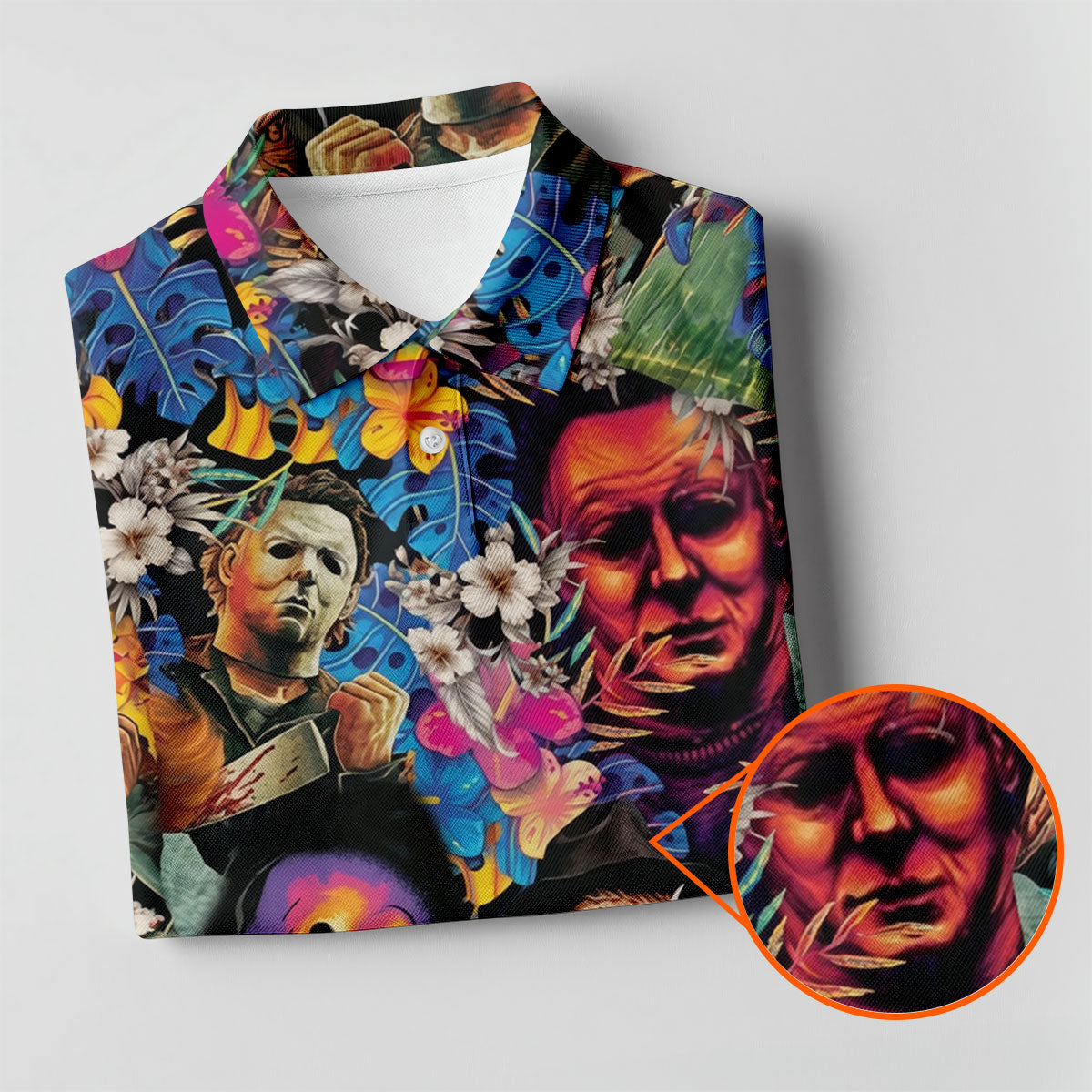Tropical Horror Character Hawaiian Golf Shirt, Women's Golf Polo, Halloween Golf Apparel