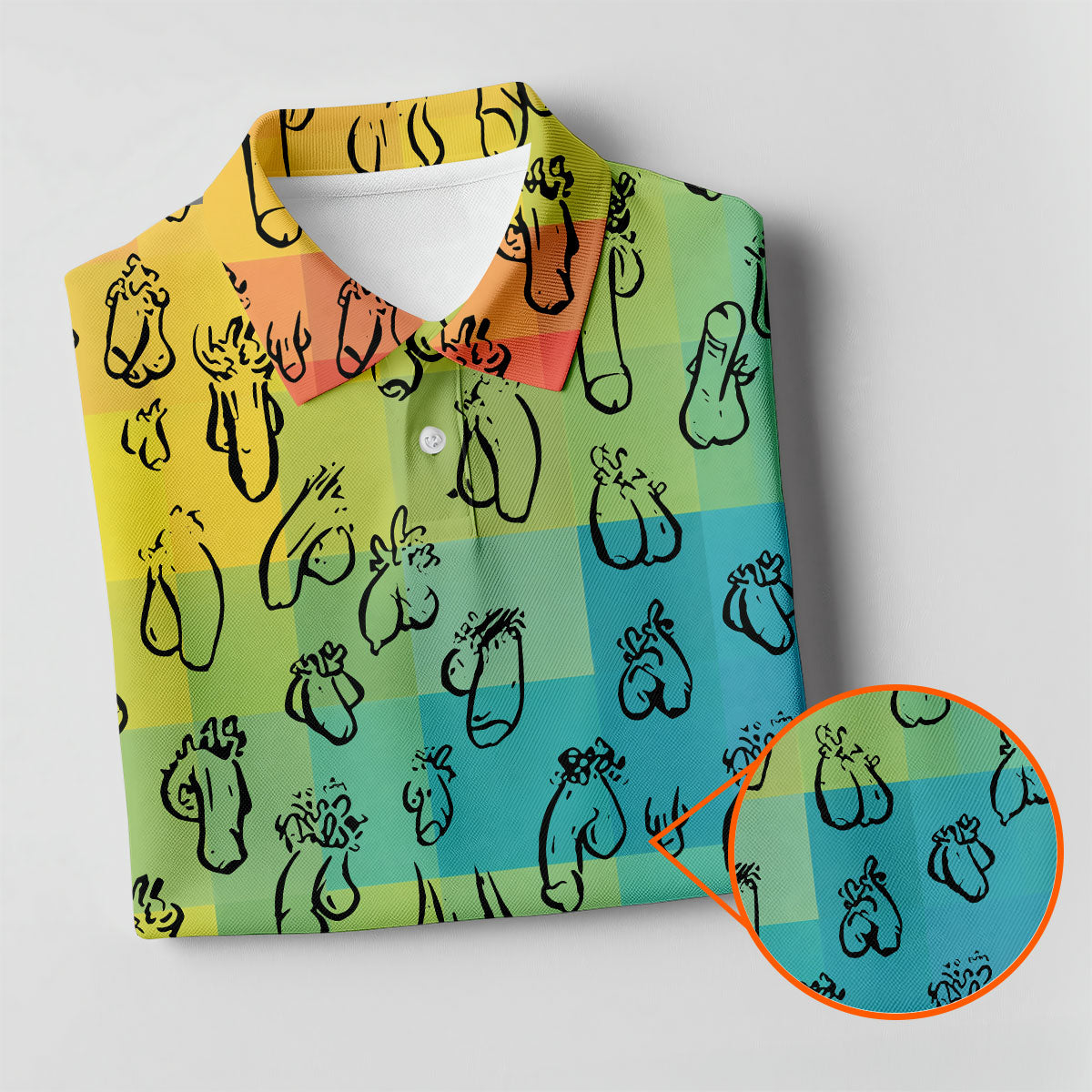 Funny Penis Doodle Color Block Golf Polo Shirt, Women's Golf Polo, Printed Golf Shirt