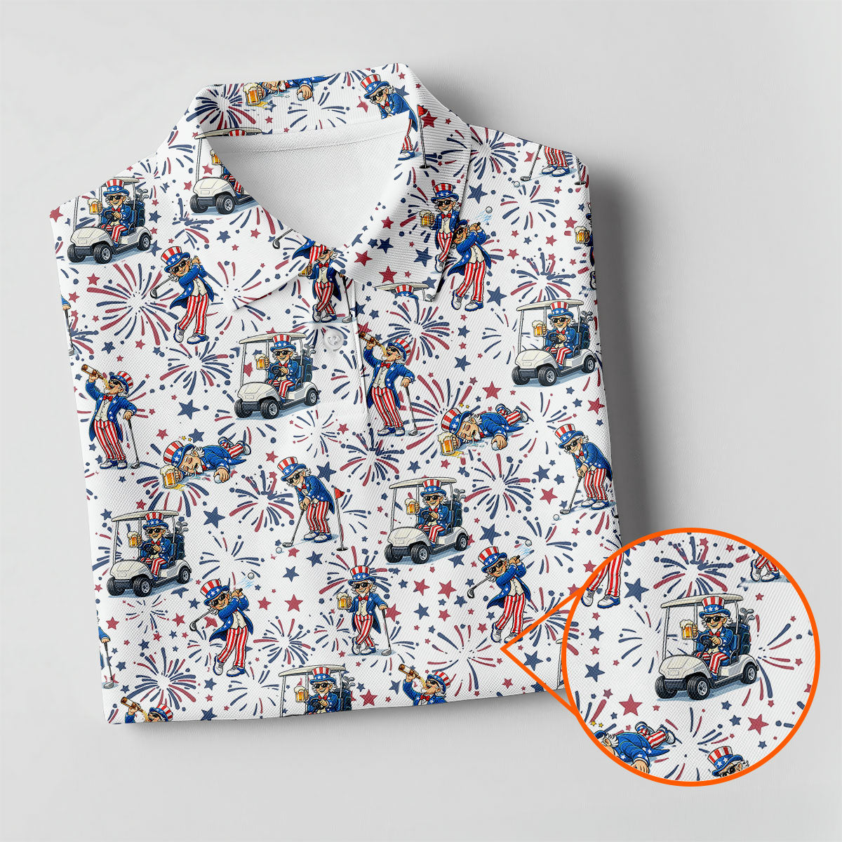 Patriotic Theme Golf And Beer Funny 4th Of July Golf Shirt, 250 Years Seamless Pattern Women's Golf Tops