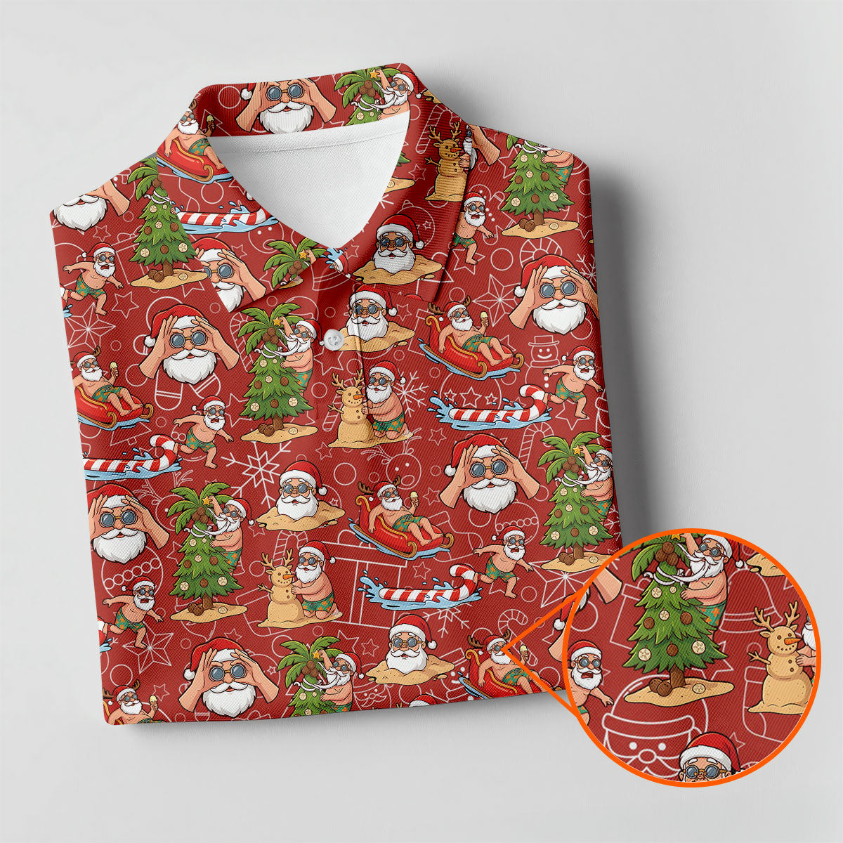 Tropical Santa Summer Christmas Pattern Polo Shirt, Womens Golf Polo, Christmas Shirt