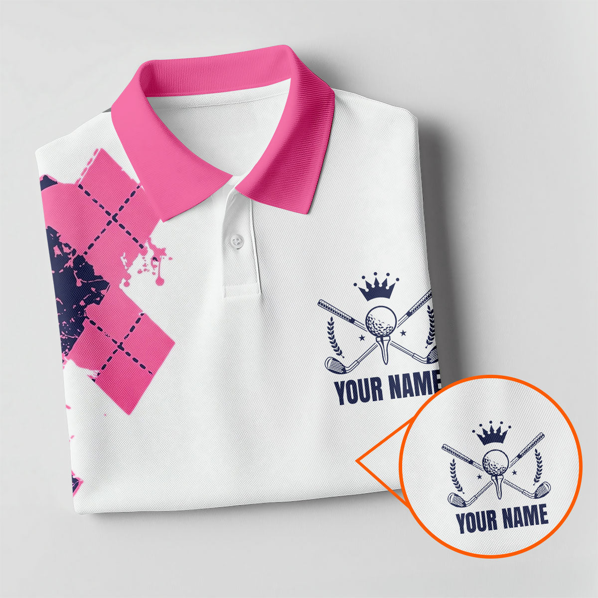 Personalized Pink Paint Splash Golf Shirt, Women's Golf Tops, Golf Shirts For Women