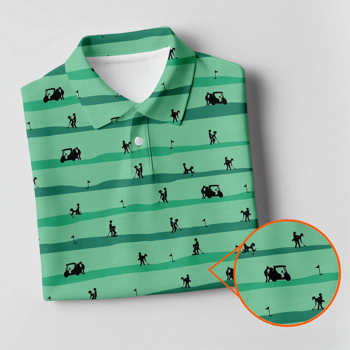 Funny Golf Couple Silhouette Pattern Polo Shirt, Golf Shirts For Men, Mens Golf Apparel